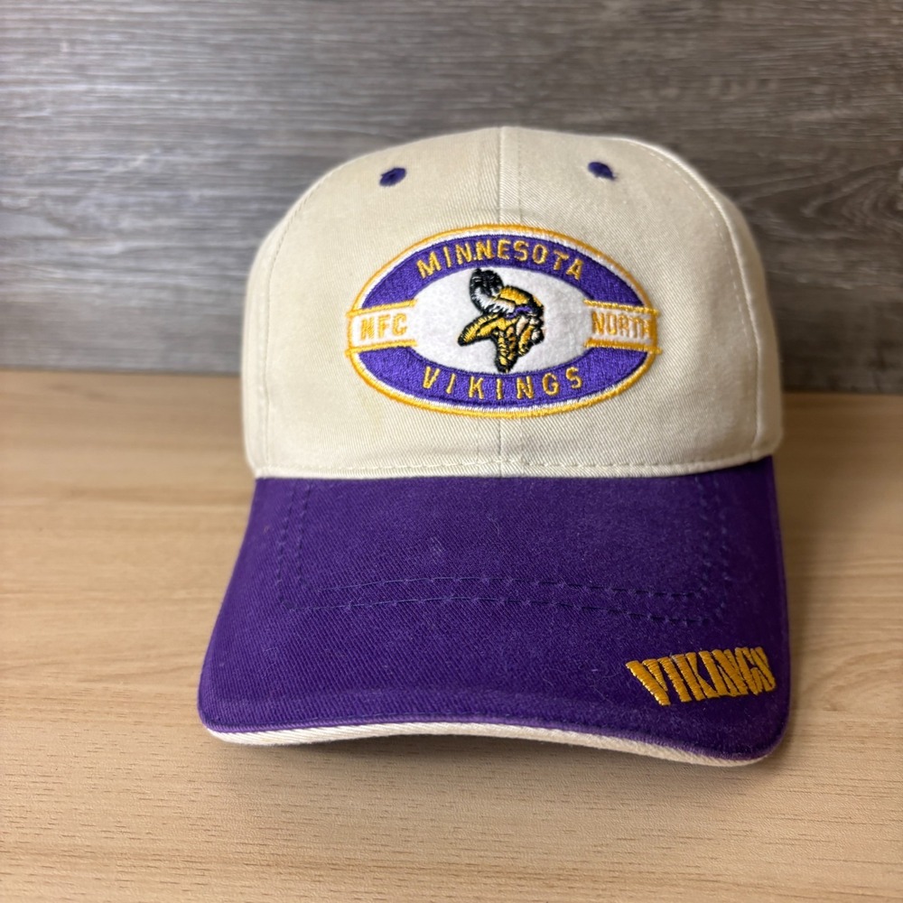 Minnesota Vikings Hat Cap Strap Back Purple Beige NFL Football Adjustable